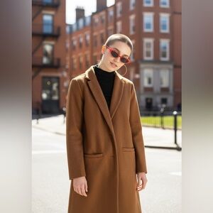 Womens Fall  Minimalist Tan Dress Coat Jacket M Forever21